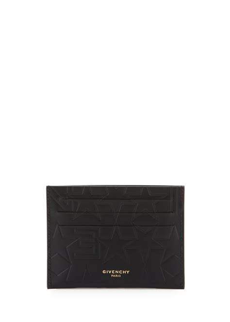 Givenchy Logo & Star Embossed Leather Wallet, Black